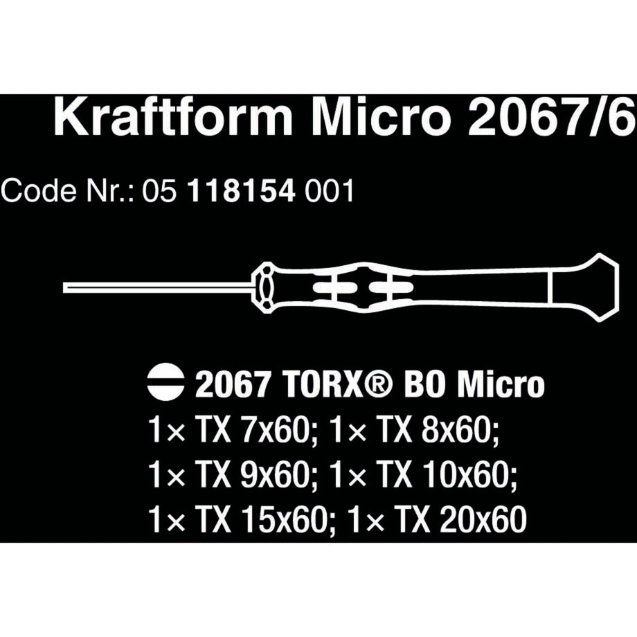 WERA 2067 6 Electronics Torx Bo izvijač komplet + r