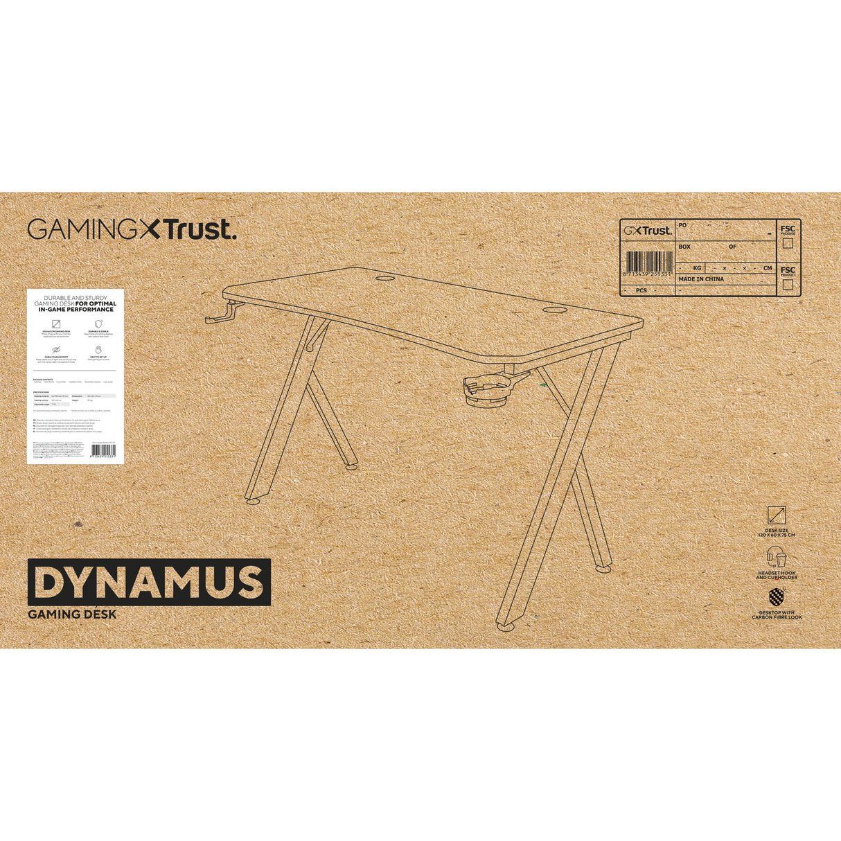 Iontaobhas gxt 712 deasc cearrbhachais tábla cearrbhachais dynamus (dubh)