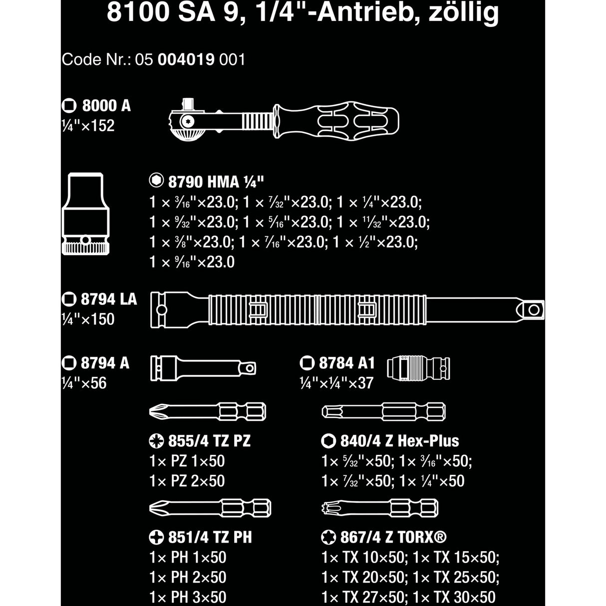 Wera 8100 SA 9 Zyklop Speed ​​ratchet set