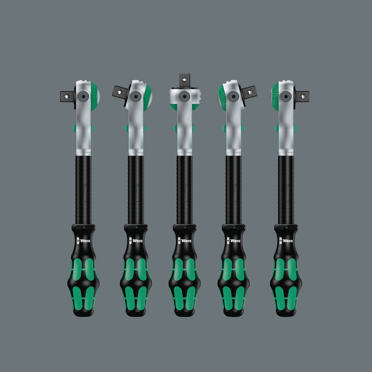 Wera 8100 SC 2 Zyklop Speed Ratchet Set, 1/2", 37-piece tool set (black-green, speed ratchet with swiveling head)