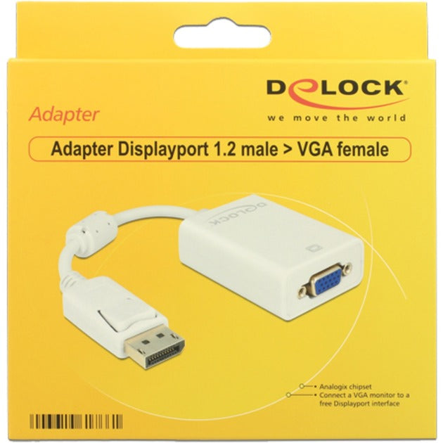 Delock DisplayPort 1.2 > VGA Adapter (white, 0.22 meter)