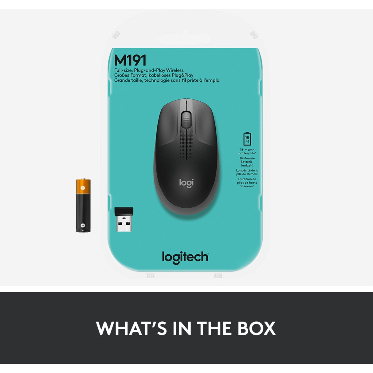 Pełnowymiarowa mysz Bezprzewodowa Logitech M190