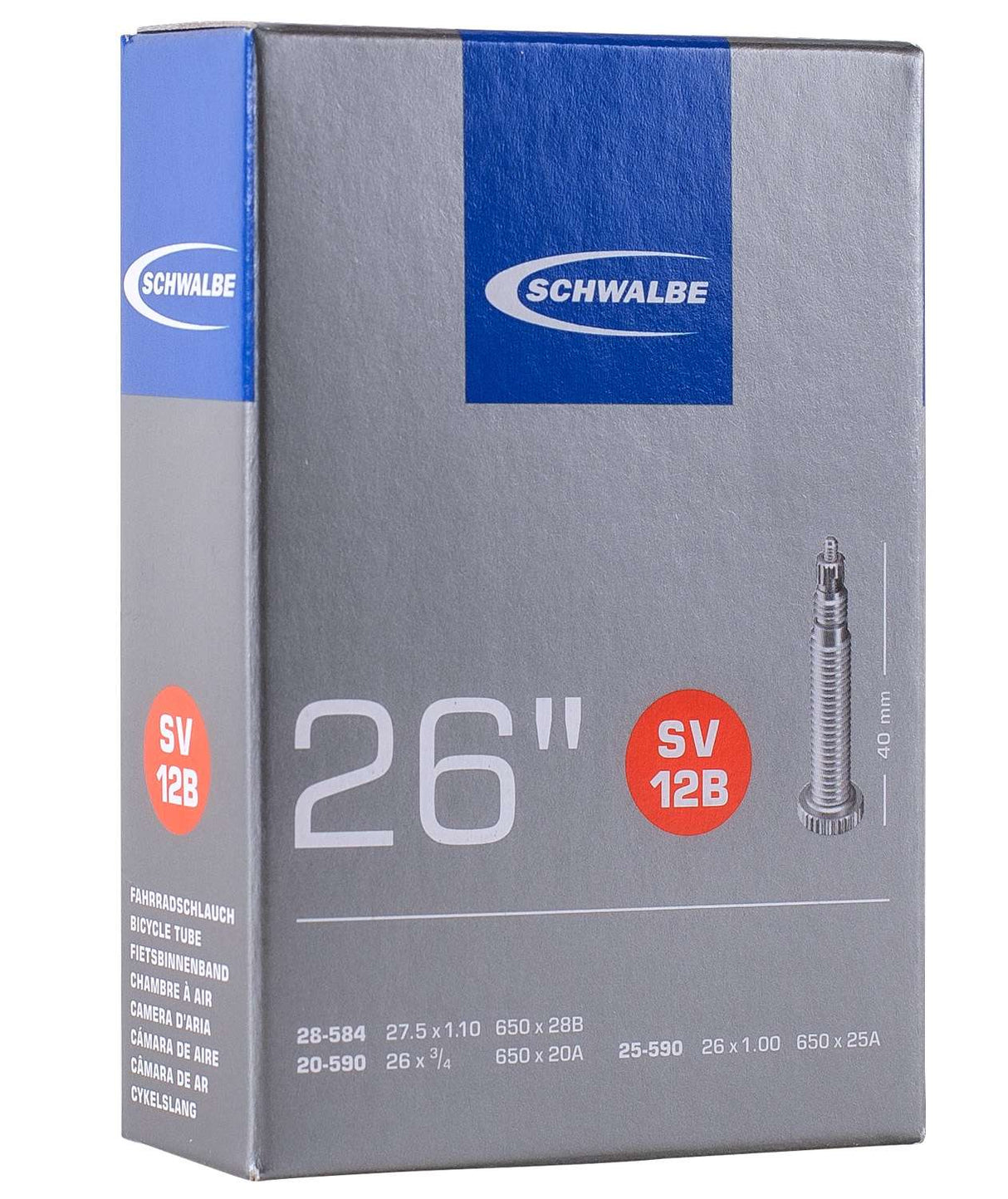 Schwalbe indre rør FV SV12B 26 18 25-590