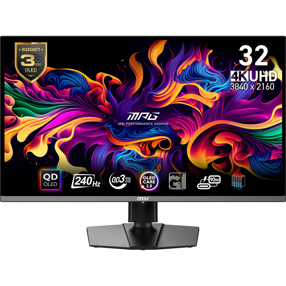 Msi mpg 321urx qd-oled 31.5 4k uhd gaming monitor (zwart, 2x hdmi, displayport, 2x usb-a , usb-b, usb-c, 240 hz)
