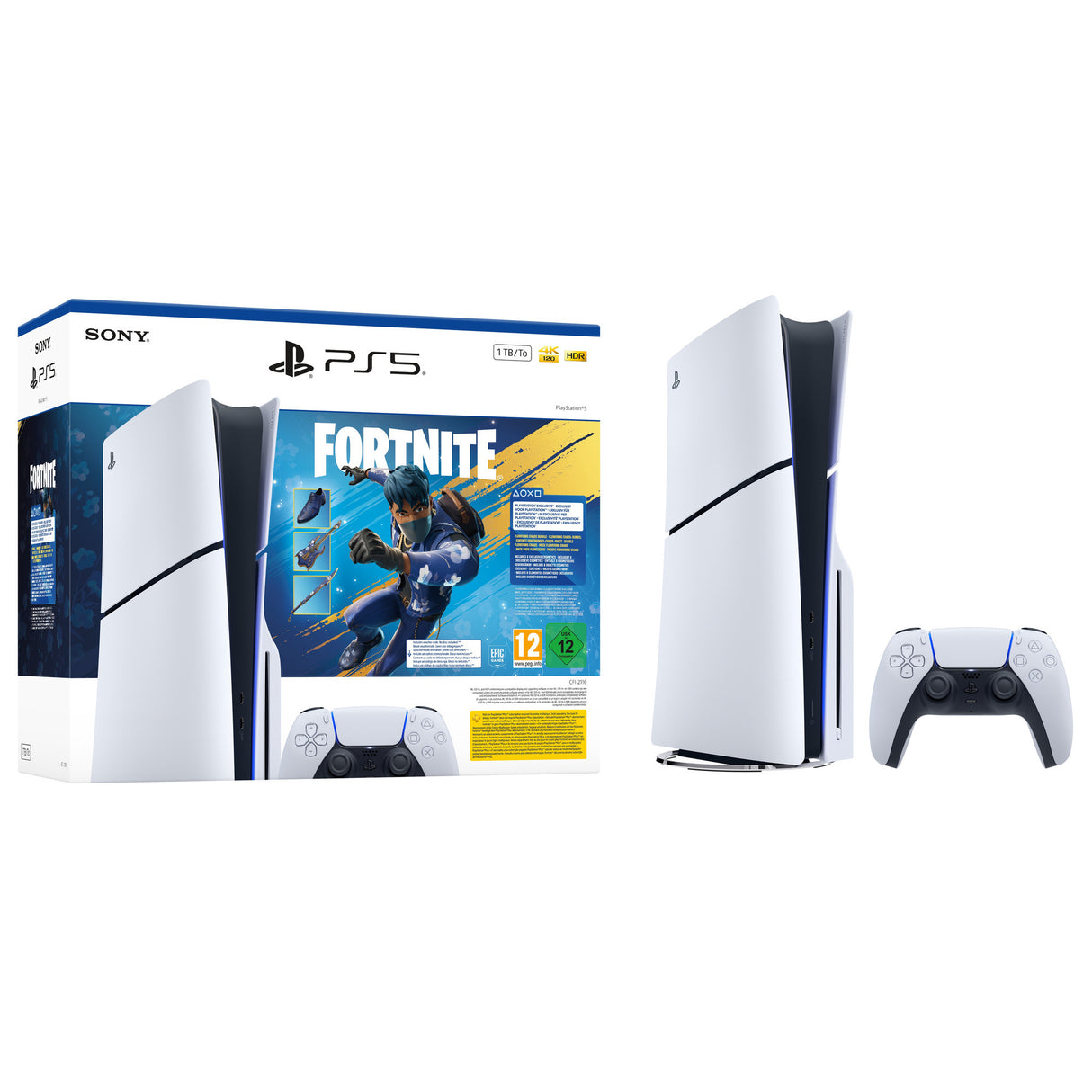 Sony PlayStation 5 (Slim) - 1 TB - Fortnite Flowering Chaos Bundle Game Console (White Black)