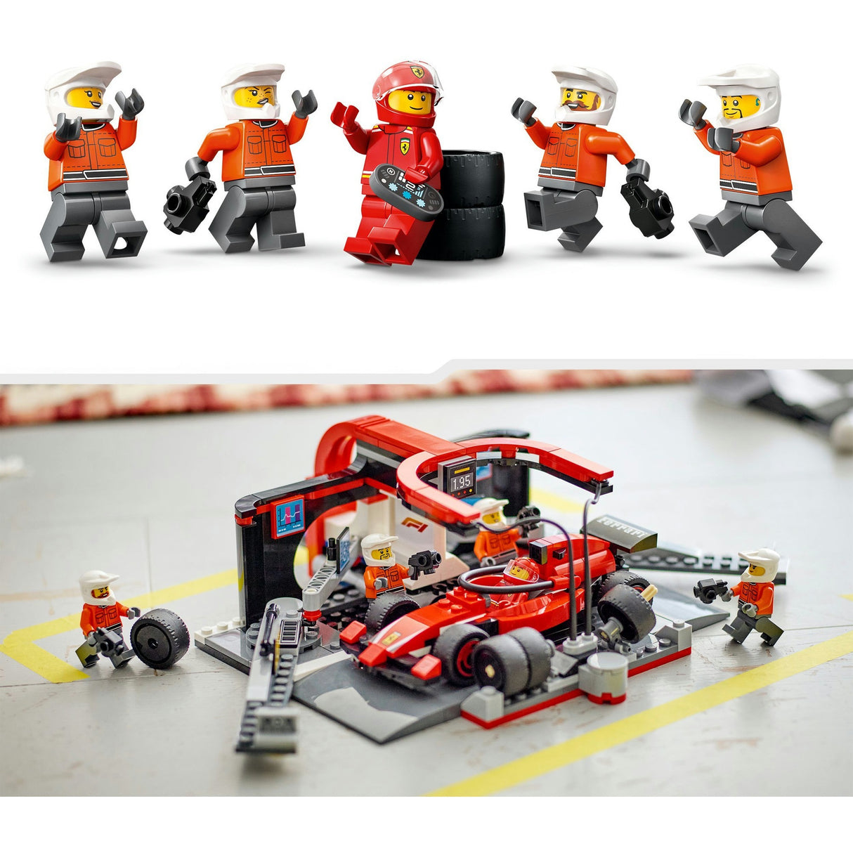 Lego 60443 City F1 Pit Stop e Pit Crew con Ferrari