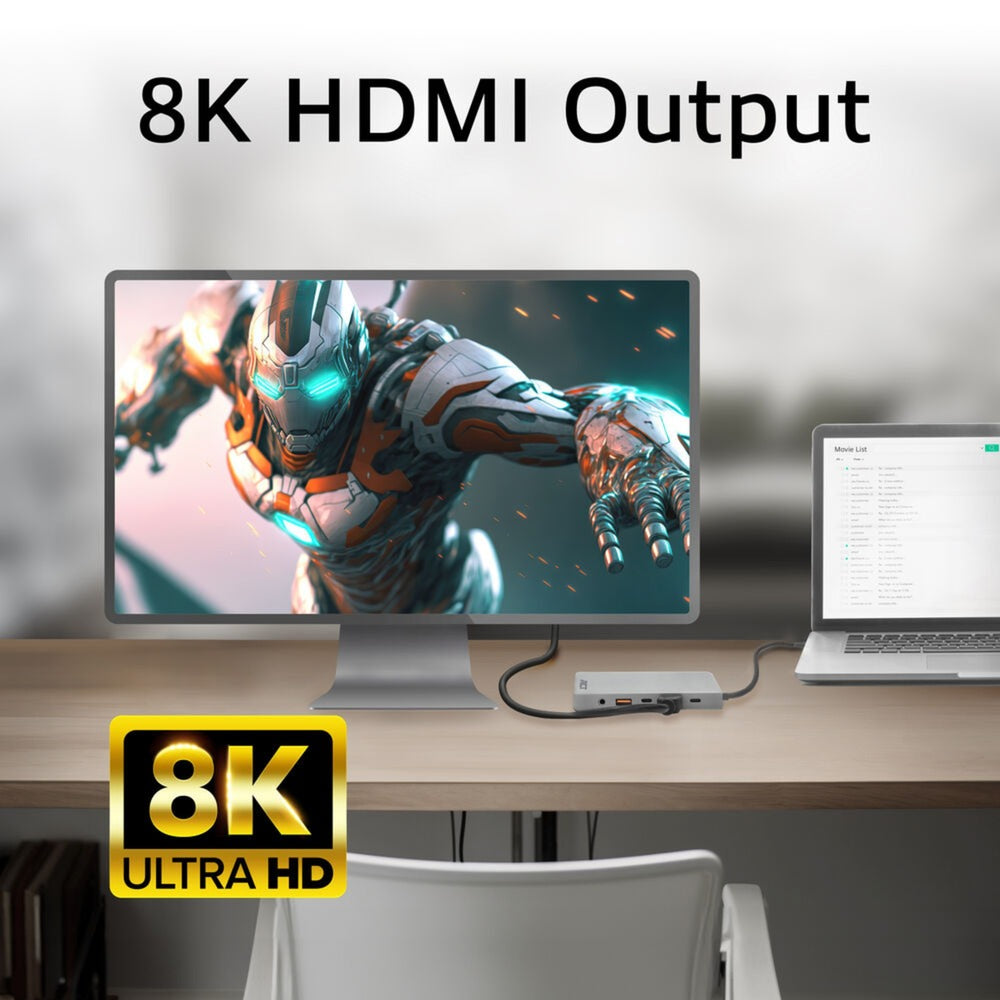 Act connectivity USB-C 4K 8K 60Hz docking station (grey)