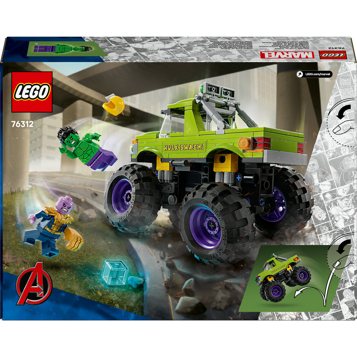 Lego marvel 76312 the Hulk truck vs. thanos