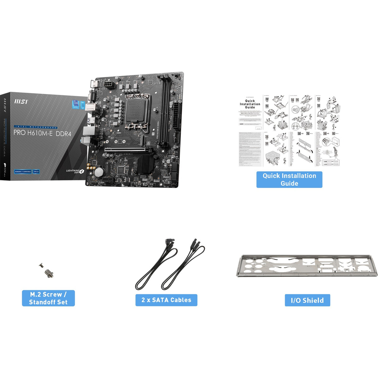 Msi Pro H610M-E DDR4 Socket 1700 Motherboard (black, GB-LAN, sound, µATX)
