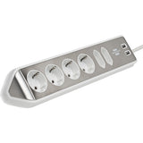 Brennenstuhl Estilo Corner Socket 4-way with USB Charging Function Power Strip (White Stainless Steel)