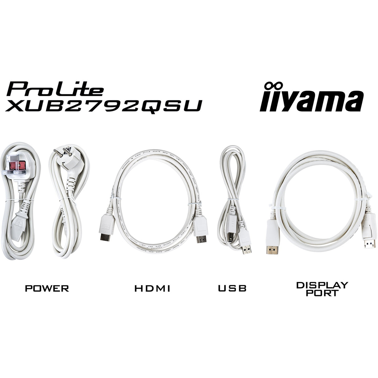 Iiyama ProLite XUB2792QSU-W6 27 monitor (white, HDMI, DisplayPort, 4x USB-A, USB-B)