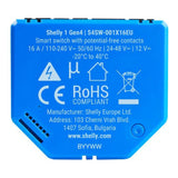 Shelly 1 gen4 relais (blauw, bluetooth, wi-fi)