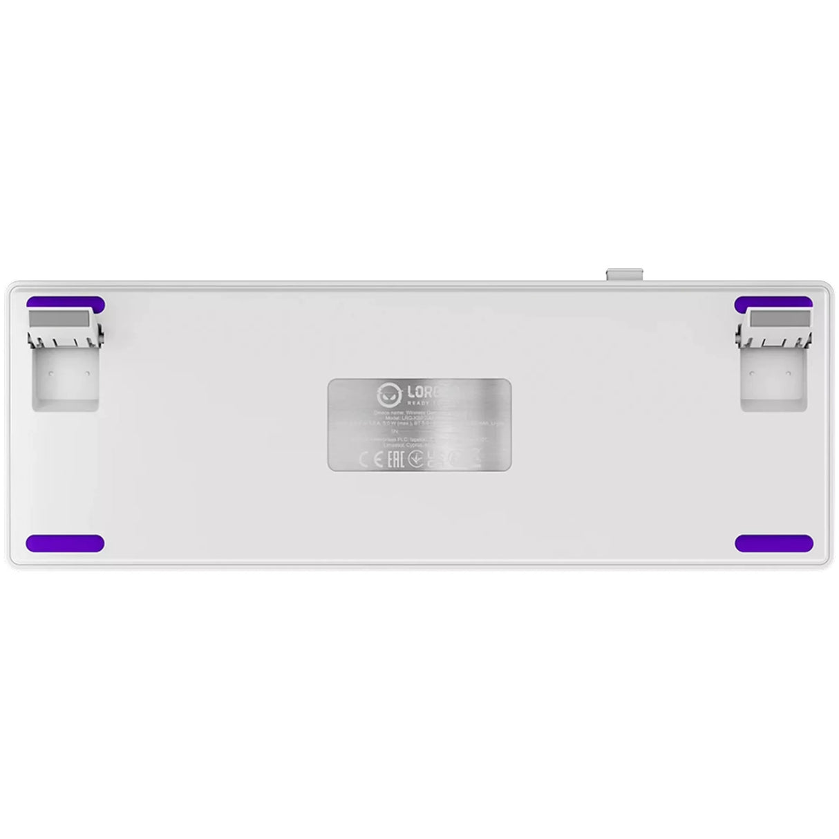 Lorgar kbp70mw, gaming toetsenbord (wit, us lay-out, logar toxic purple, 65%, rgb, hot-swappable, pbt double-shot, bluetooth 2.4ghz usb)