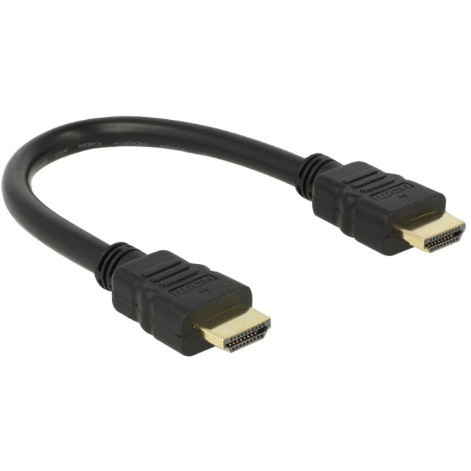 Delock High Speed HDMI with Ethernet - HDMI A male > HDMI A male cable (black, 0.25 meter, 4K)
