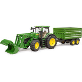 Trattore Bruder John Deere 7R 350 con rimorchio