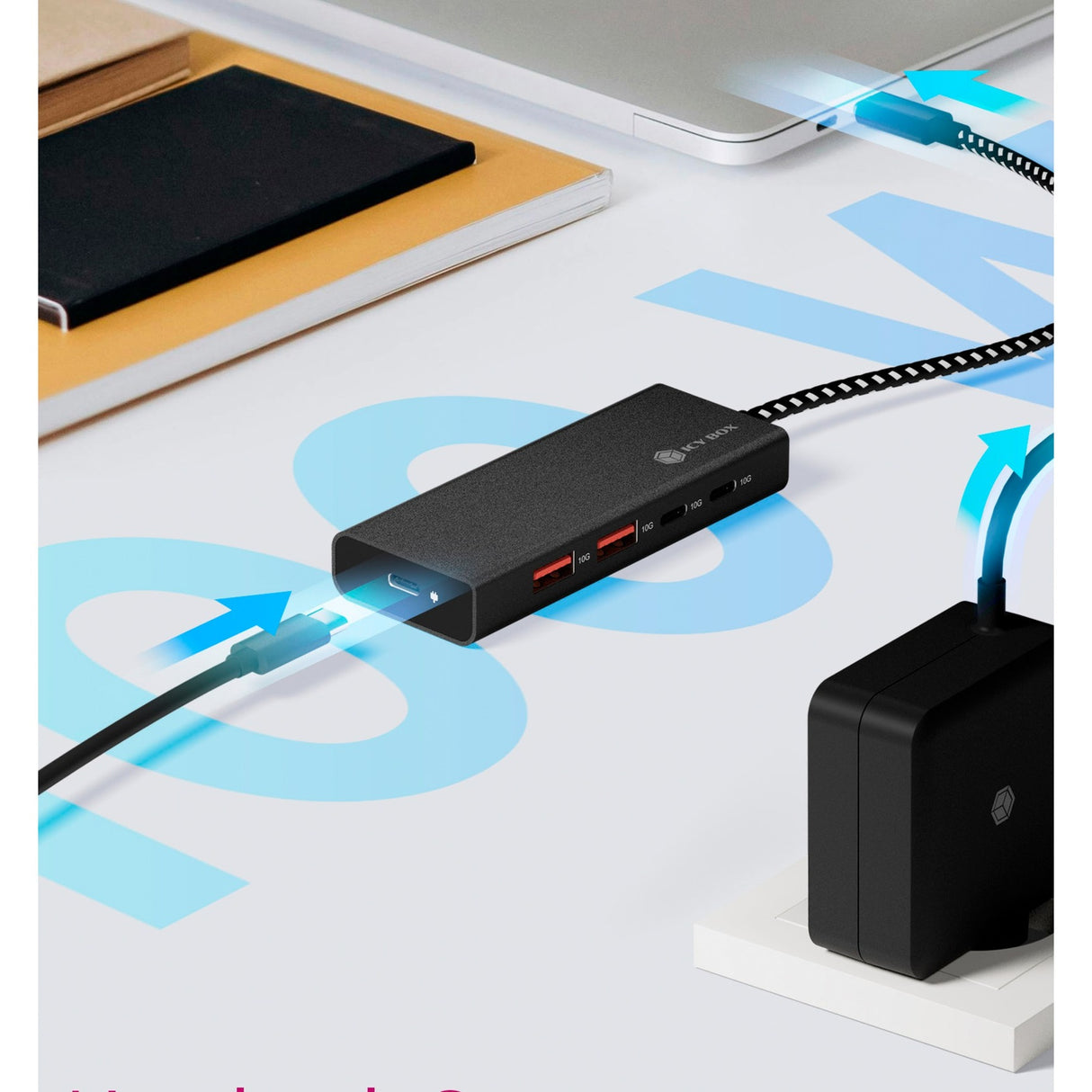 Icy box ib-hub1436-cpd usb hub (black, 2x usb-a, 2x usb-c)