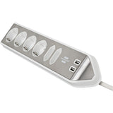 Brennenstuhl Estilo Corner Socket 4-way with USB Charging Function Power Strip (White Stainless Steel)