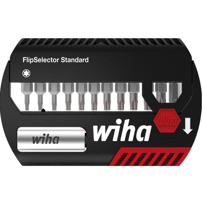 Wiha bit set flip selector standard 25 mm (black red, Torx® 13-piece 1 4 c6,3 with belt clip)