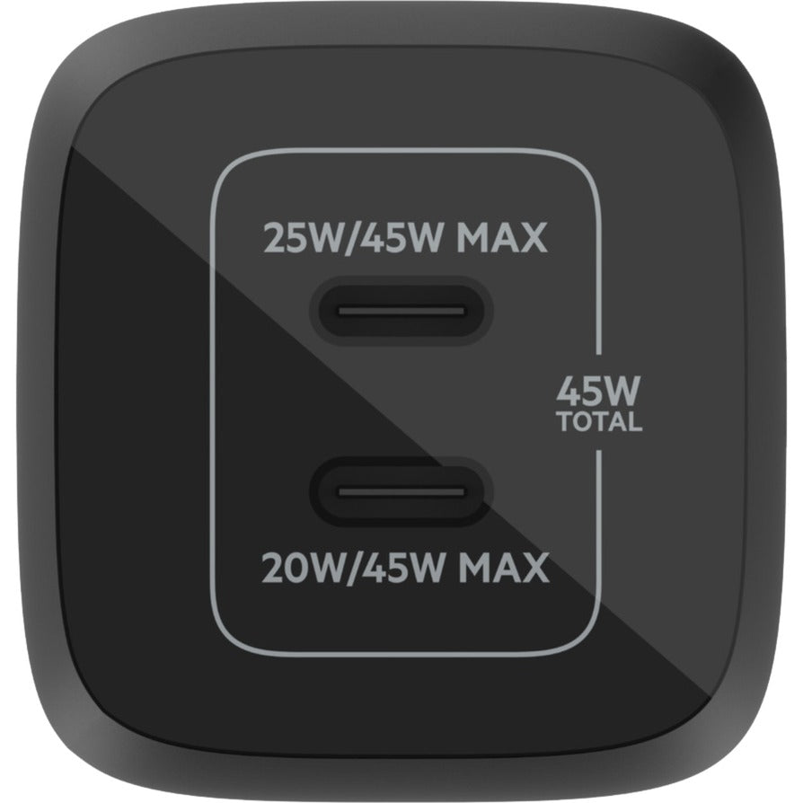 Belkin BoostCharge Pro 2-Port USB-C GaN Wall Charger with PPS (45W) (Black)