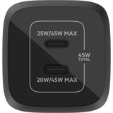 Belkin BoostCharge Pro 2-Port USB-C GaN Wall Charger with PPS (45W) (Black)