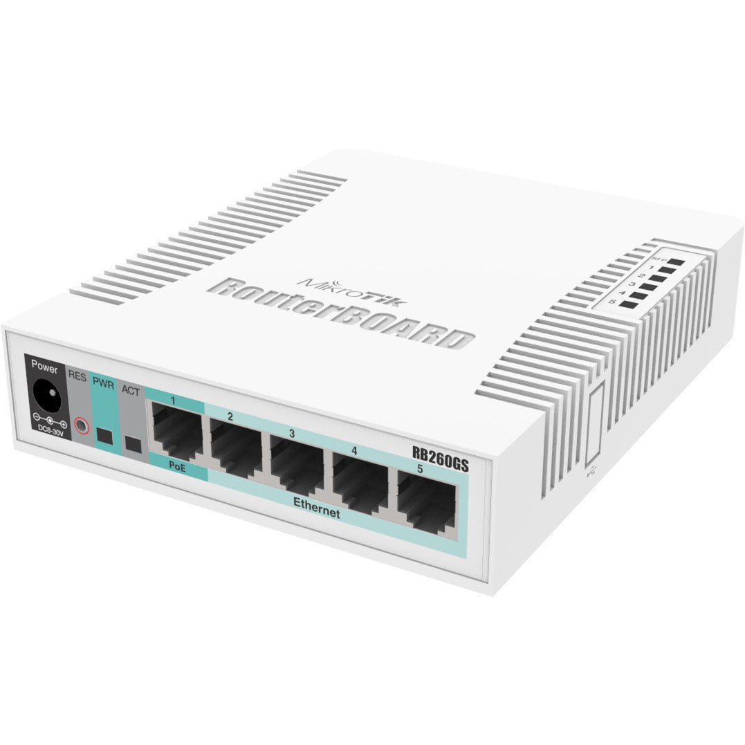 Mikrotik rb260gs smart switch (css106-5g-1s) (white, poe, sfp)