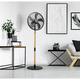 Bestron DFS45WB Design Pedestal Fan (Black Wood Color, Ø 45 cm | Stylish Wood Design)
