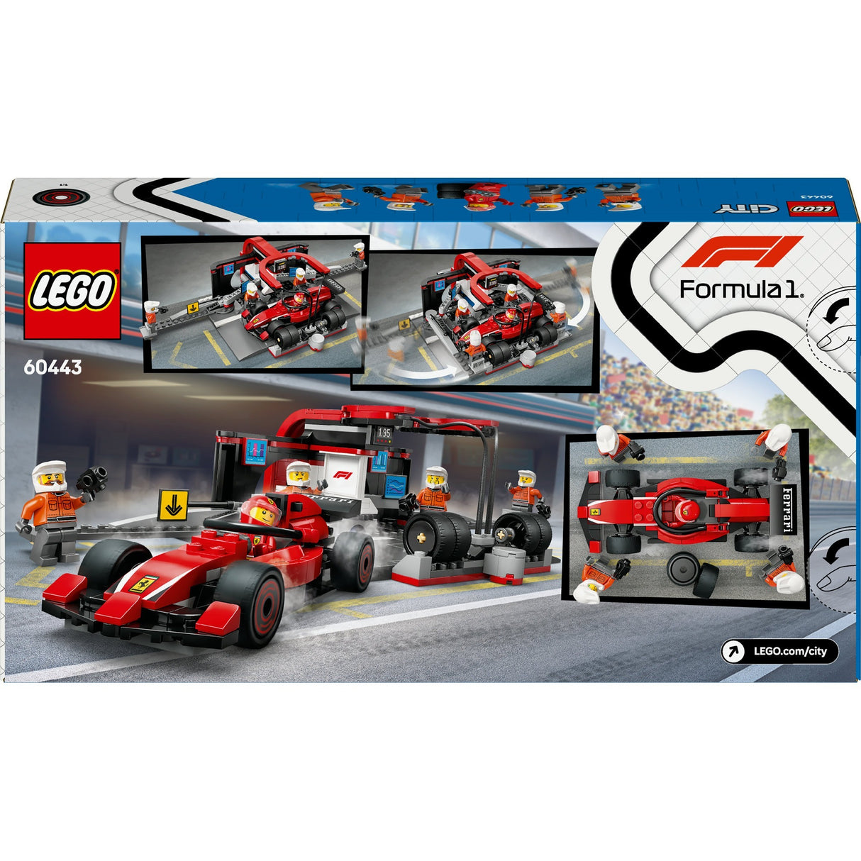 Lego 60443 City F1 Pit Stop e Pit Crew con Ferrari