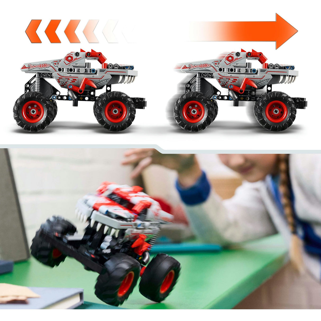 Lego Technic 42200 Monster Jam Thunderroarus Tirar hacia atrás