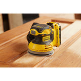 Stanley fatmax v20 18v excentrische schuurmachine (geel zwart, softbag, accu (2.0ah) en oplader (2a) inbegrepen)