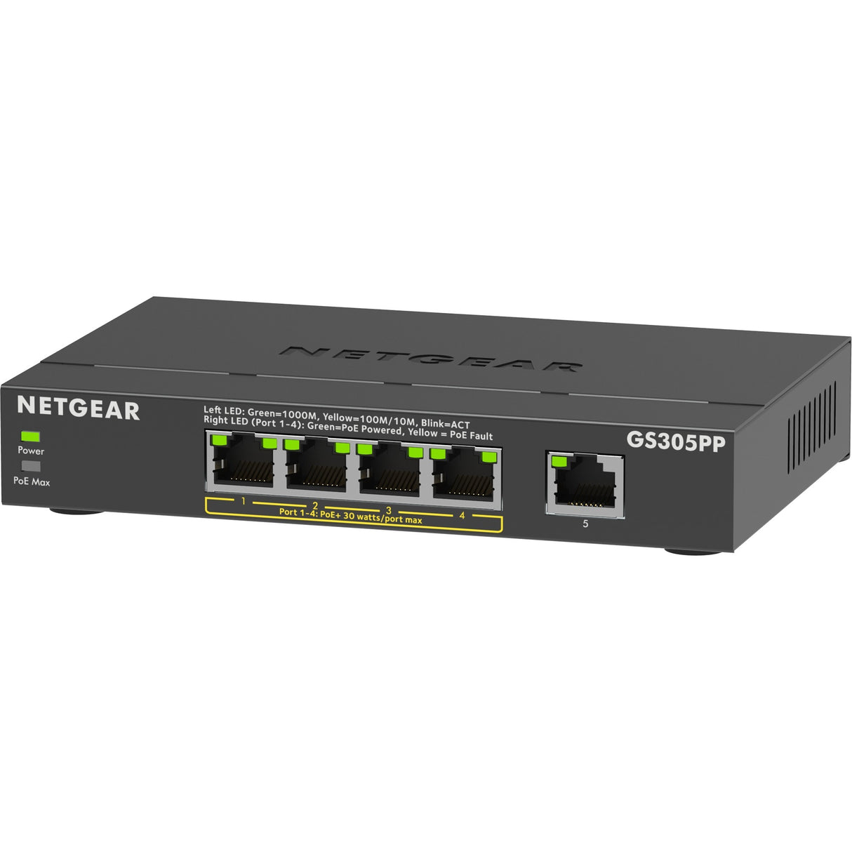 Netgear 5-port gigabit ethernet poe+ unmanaged switch (gs3