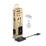 Club 3D USB-C to 2x HDMI Video Splitter with DisplayLink HDMI Splitter (Black, with USB-A Adapter)