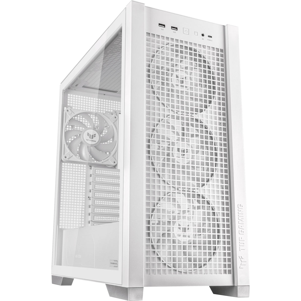 Asus TUF Gaming GT302 ARGB Midi Tower Case (White | 2x USB-A | 1x USB-C | RGB | Tempered Glass)