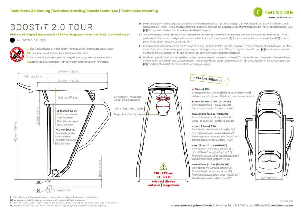 Racktime boost it 2.0 tour carrier 29