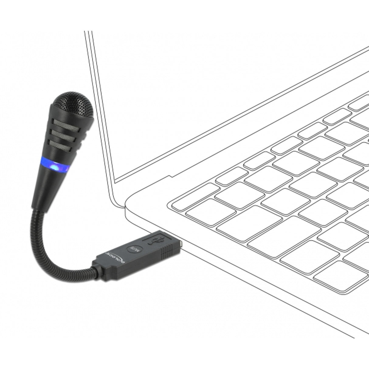 Delock USB Swan Neck Microfone com botão mudo