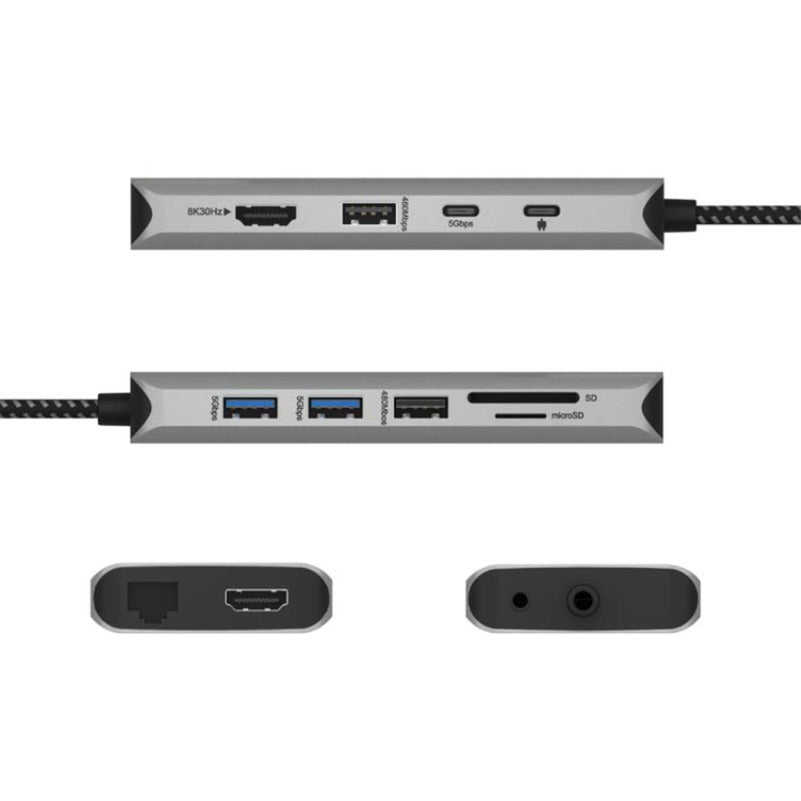 Icy Box IB-DK4061-CPD Docking Station (anthracite, USB-A, USB-C, HDMI, card reader, Gigabit LAN)