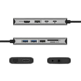 Icy Box IB-DK4061-CPD Docking Station (anthracite, USB-A, USB-C, HDMI, card reader, Gigabit LAN)