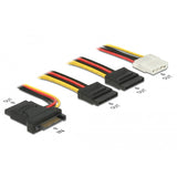Delock SATA 15-pin plug > 3 x SATA receptacle + 1 x Molex 4-pin female (PCB) cable (20 cm)