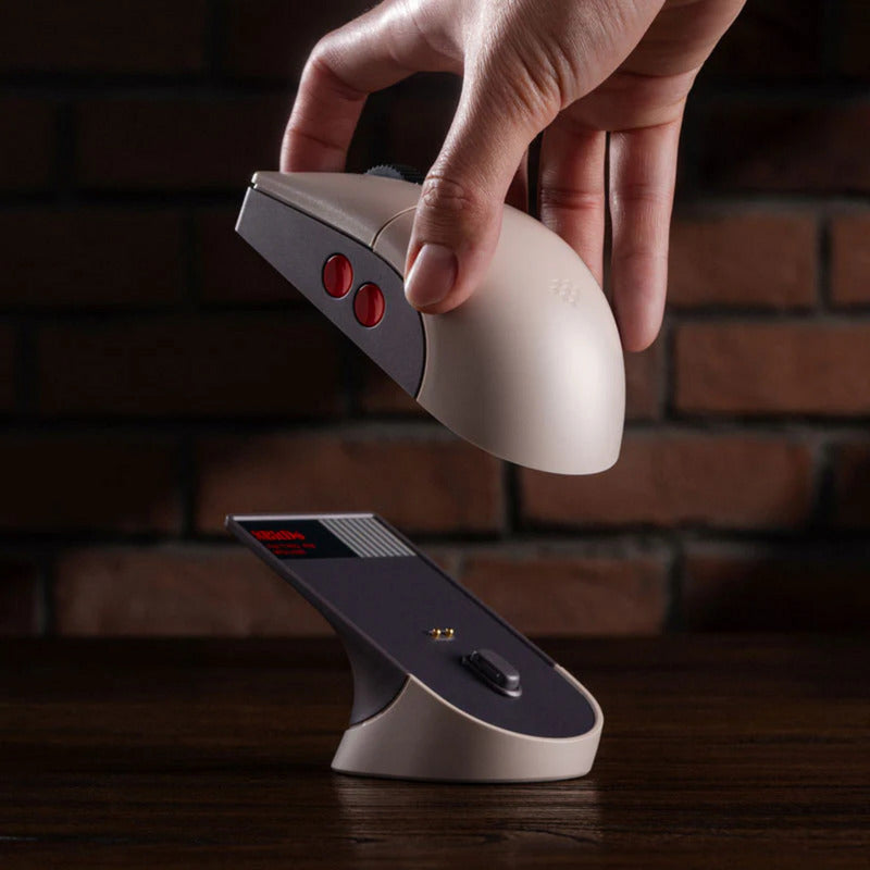 8bitdo retro r8 mouse - n edition (grey red, 50 - 26000 dpi, bluetooth usb-c 2.4 ghz)