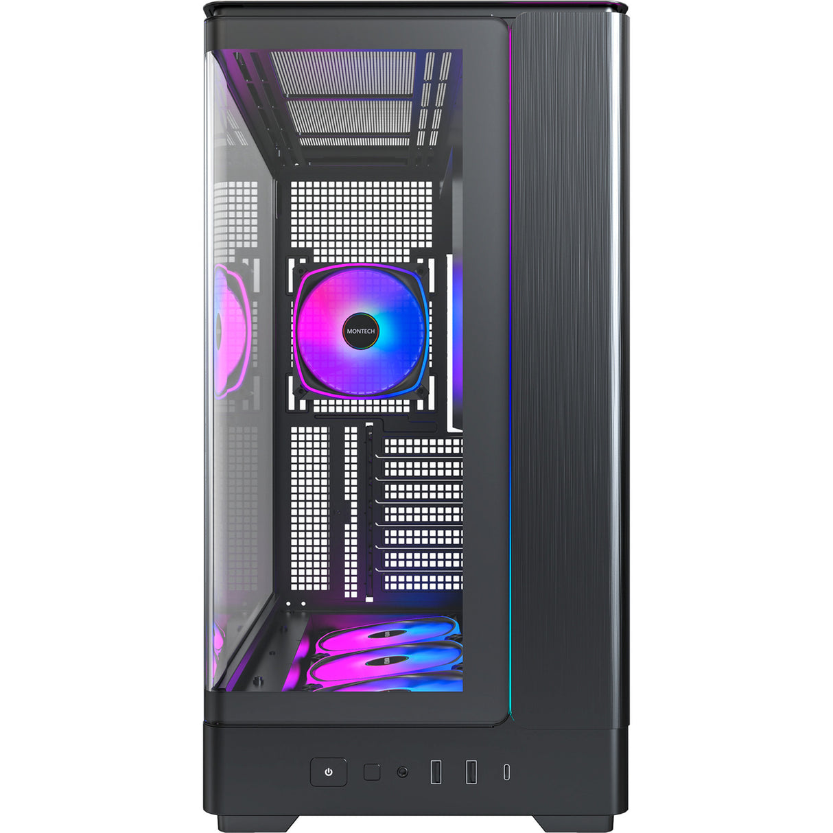 Montech King 45 Pro Midi Tower Case (Black | 2x USB-A | 1x USB-C | RGB | Window)