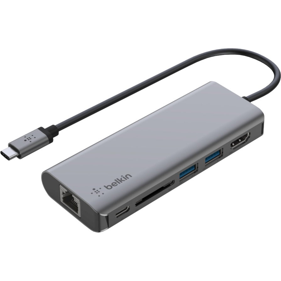 Belkin Connect 6-in-1 Multiport USB-C Hub Docking Station (Silver)