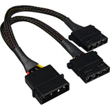 Sharkoon y- stroomadapter 4p molex, 0,15m splitterkabel (zwart)