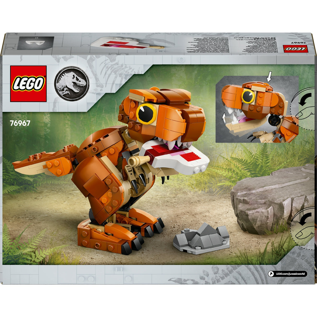 Lego jurassic domhan 76967 eater beag: t. rex
