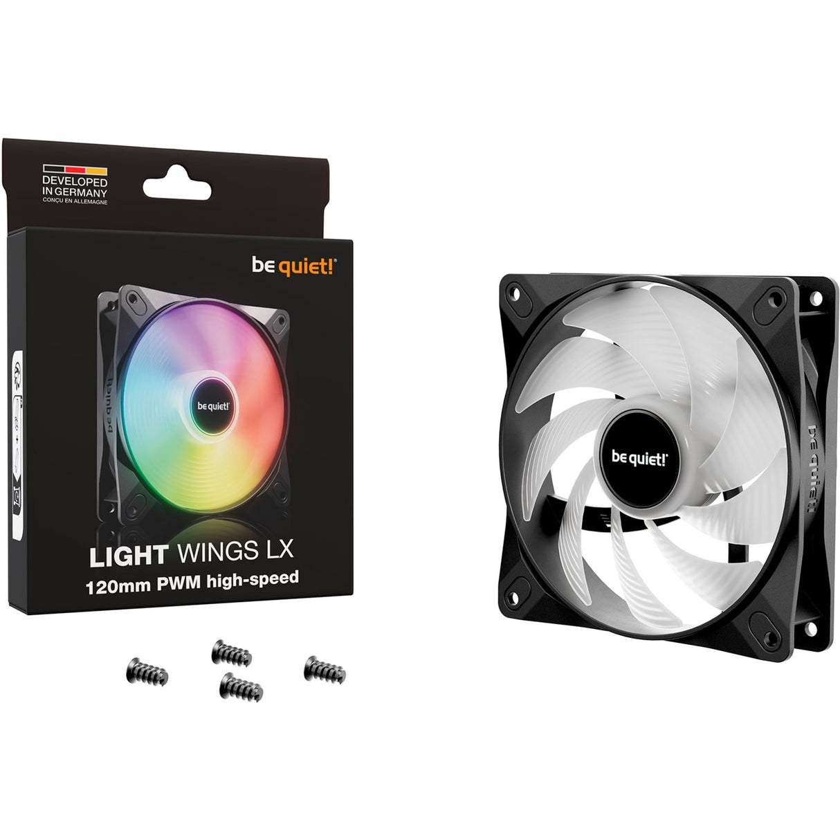 be quiet! Light Wings LX PWM High-Speed RGB Case Fan (Black, 120 x 120 x 25 mm)