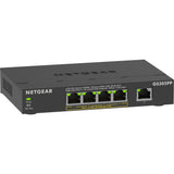 Netgear 5-port gigabit ethernet poe+ unmanaged switch (gs305pp) (zwart)