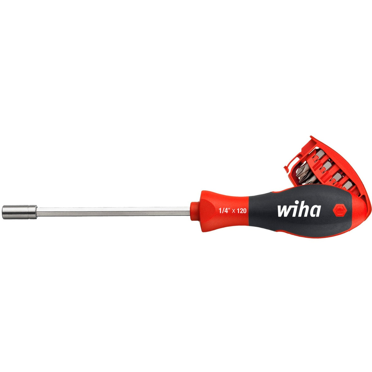 Wiha Screwdriver with Bit Magazine magnetic (black red, with 8 bits)