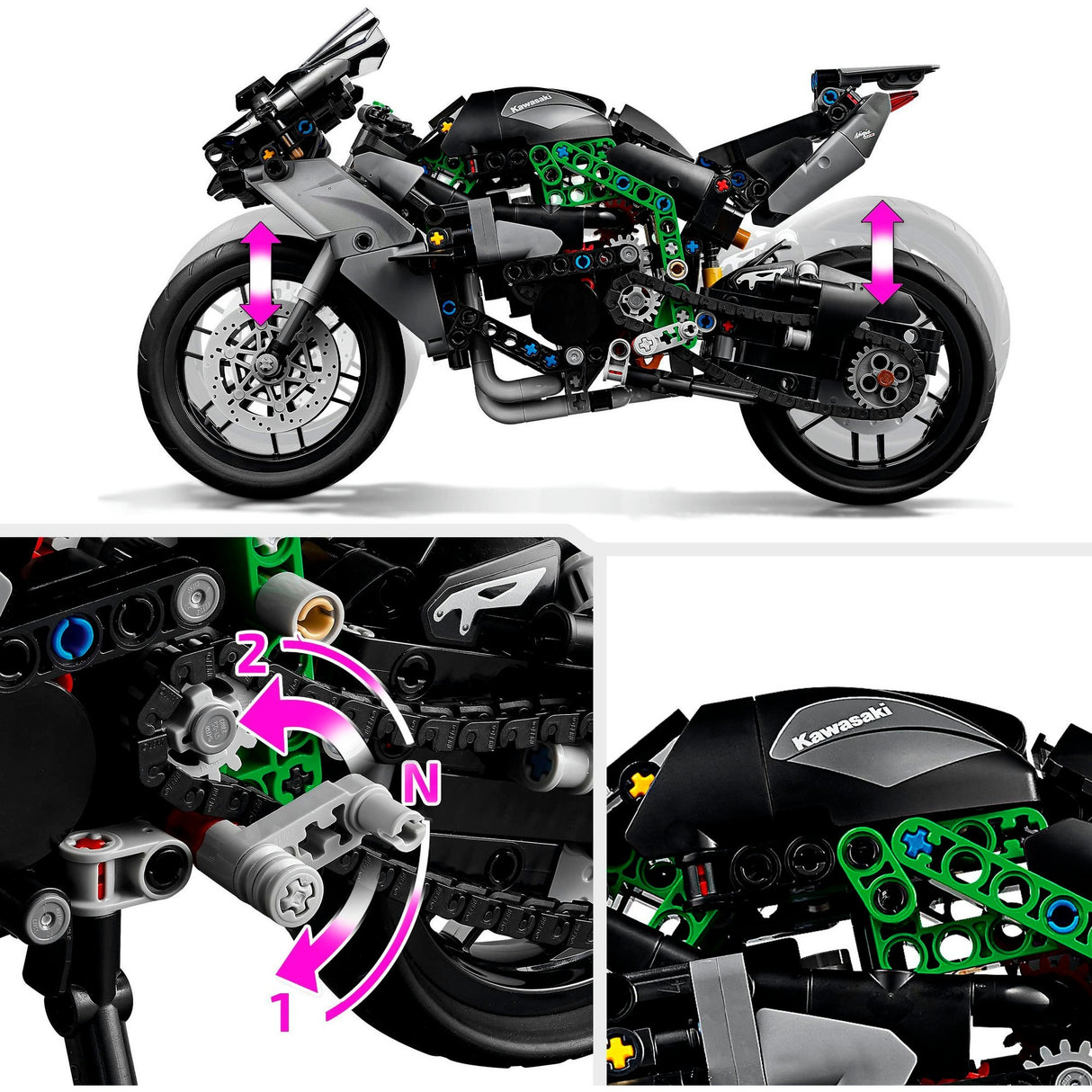 LEGO Technic 42170 Kawasaki Ninja H2R Silnik