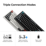 Keychron q5 ultra-m3 8k wireless custom mechanical keyboard (wit, us lay-out (qwerty), silk pom banana, 96%, rgb, hot swap, 8k, 2.4 ghz | bluetooth 5.2 | usb-c)