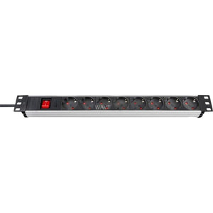 Brennenstuhl Premium-Line Technic Alu 19-inch 8-way Socket Strip (aluminium black, 1390007018, for 8 plugs)