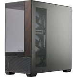 Cooler master elite 690 wood midi tower behuizing (zwart houtkleur | 2x usb-a | 1x usb-c | rgb | tempered glass)