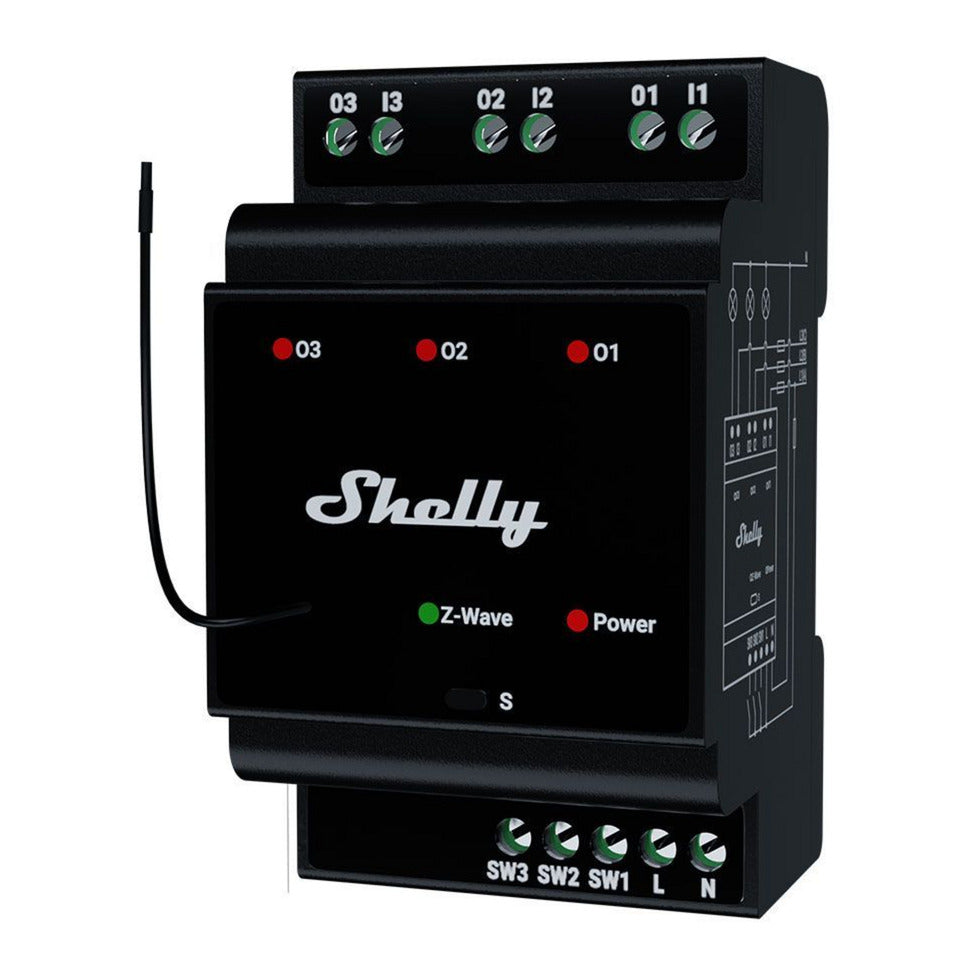 Shelly Qubino Wave Pro 3 Relay (black, Z-Wave)